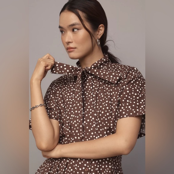 Anthropologie Brown and White Mini Dress - Picture 3 of 6